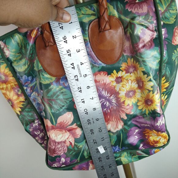 Nordic House Designs Nyc Fall Coated Canvas Tote Bag Leather Handles Grannycore - Picture 8 of 9